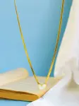 3mm snake white heart necklace