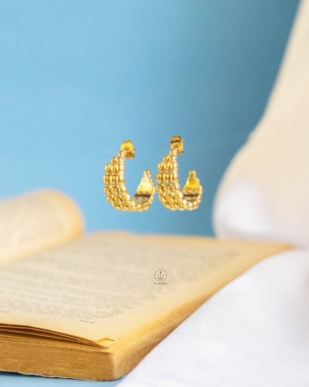 gold net earrings