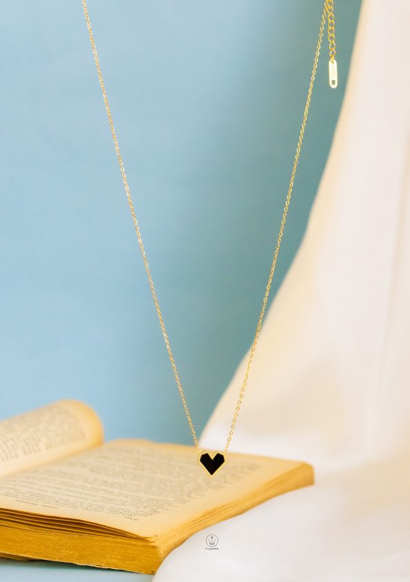 tiny black heart necklace