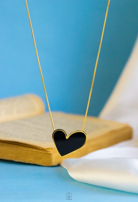 wide black heart necklace