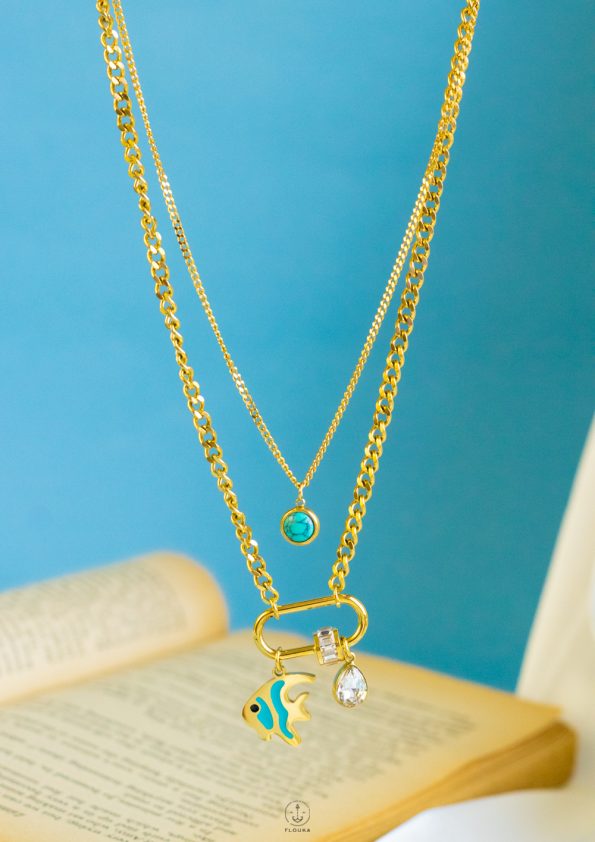 double layer DORA fish necklace