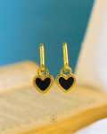 black & white heart takka earrings