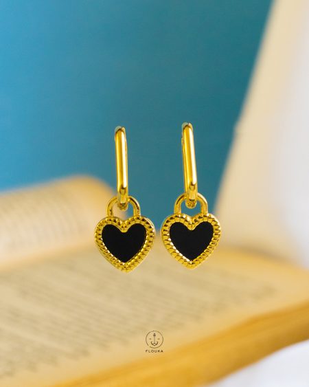 black & white heart takka earrings