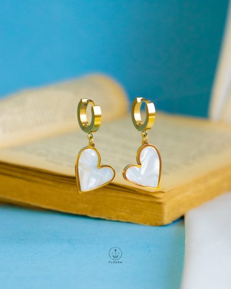 white heart takka earrings