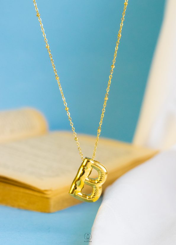 gold helium letter B necklace