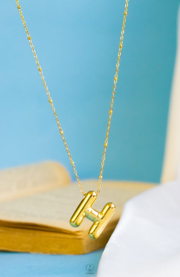 gold helium letter H necklace