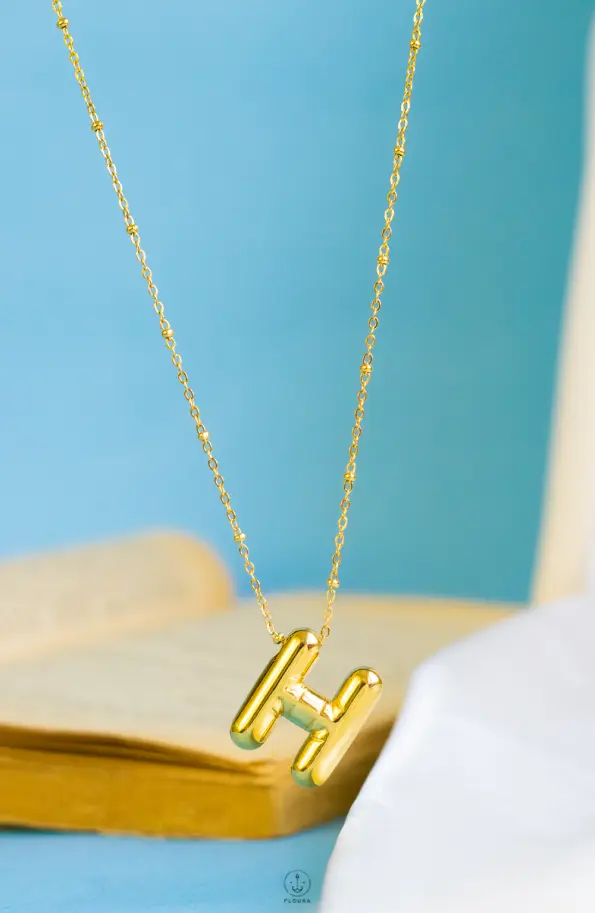 gold helium letter H necklace
