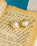 gold fake pearl earrings