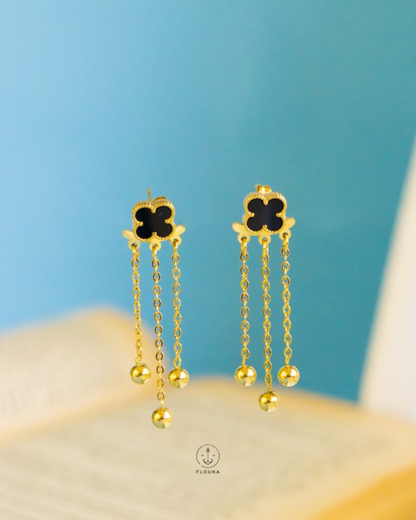 tiny black vancleef earrings