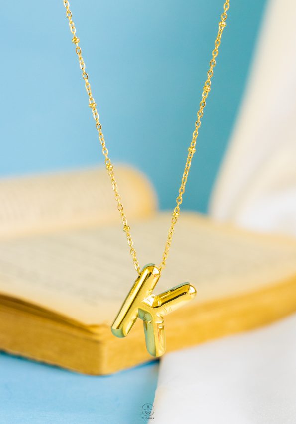 gold helium letter K necklace