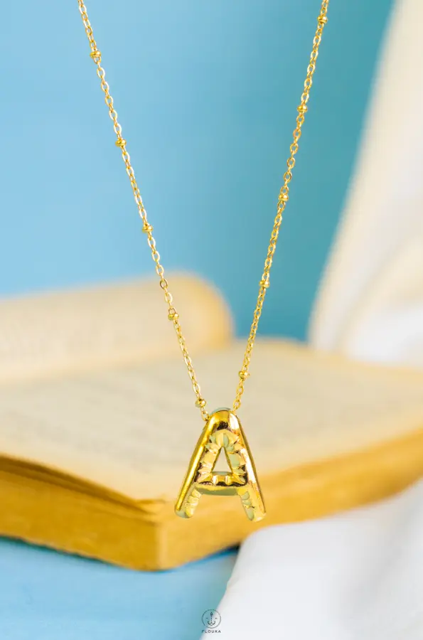 gold helium letter A necklace