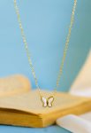 white butterfly gold necklace