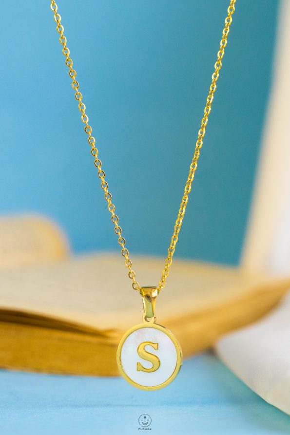 white letter S necklace