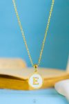 white letter E necklace