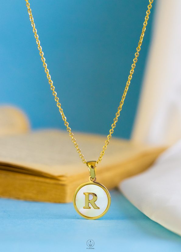 white letter R necklace