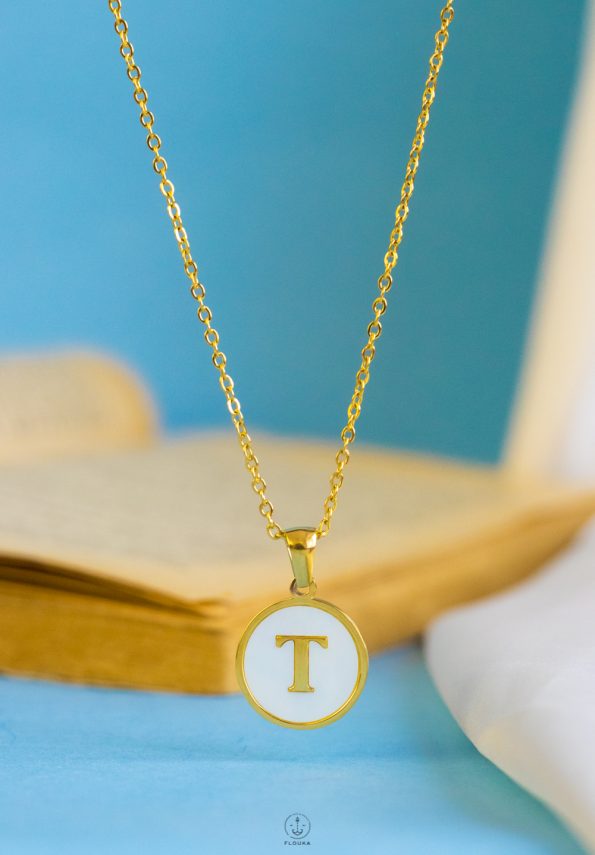 white letter T necklace