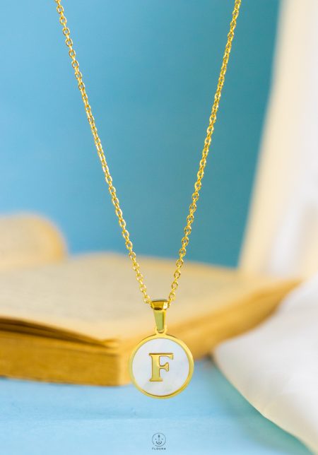 white letter F necklace