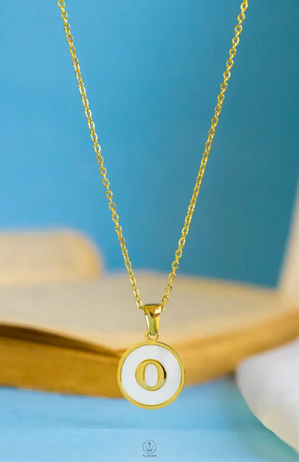 white letter O necklace