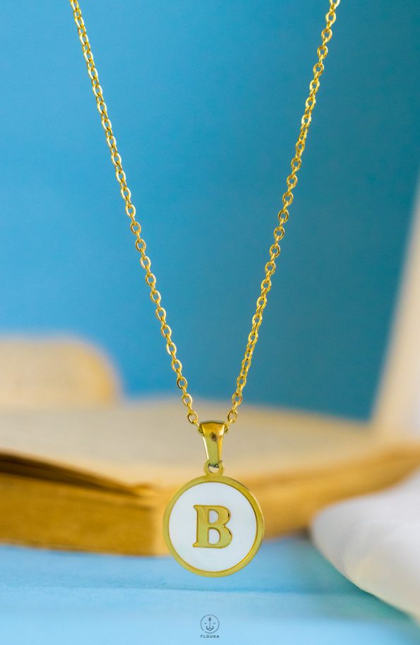 white letter B necklace