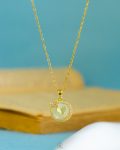 gold butterfly circle straus necklace