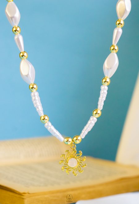 fake pearl sun necklace