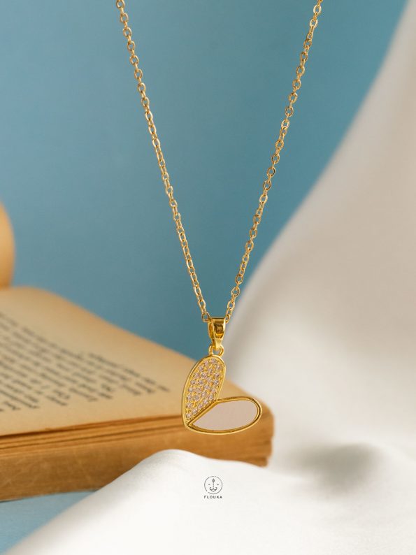 white straus heart necklace