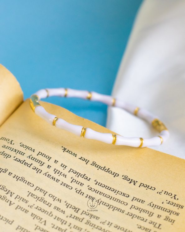 gold white bone bracelet