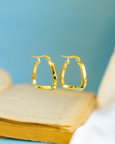 square gold earrings