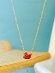 tiny red swarovski necklace