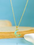 gold butterfly crescent necklace