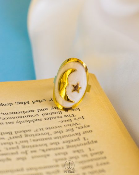 gold star crescent ring