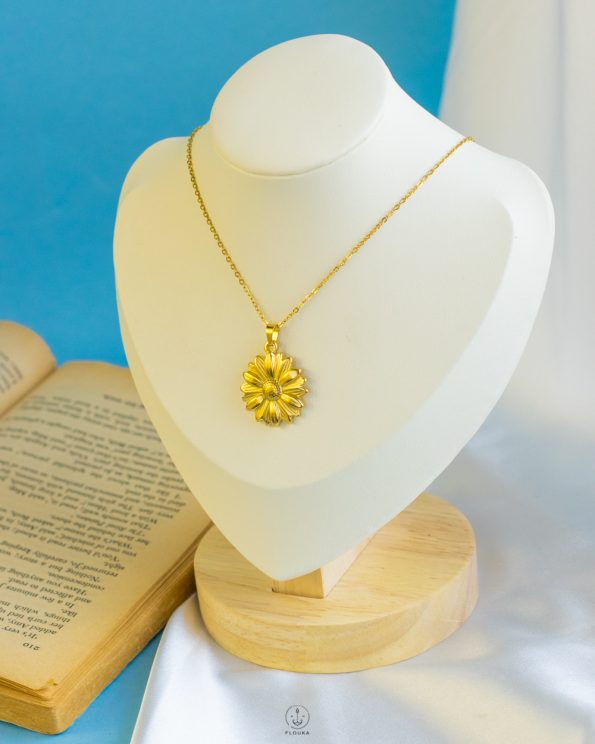 gold sun flower necklace