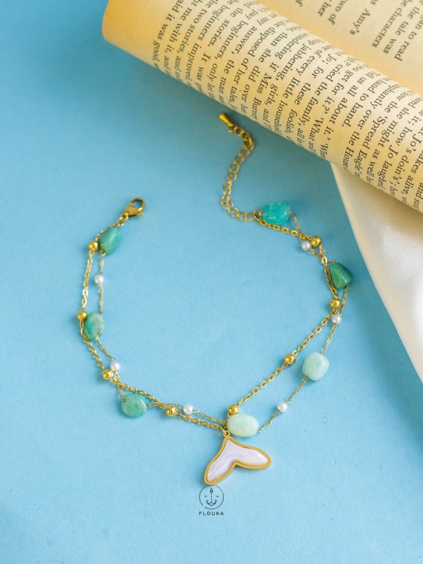 Turquoise whale tail anklet