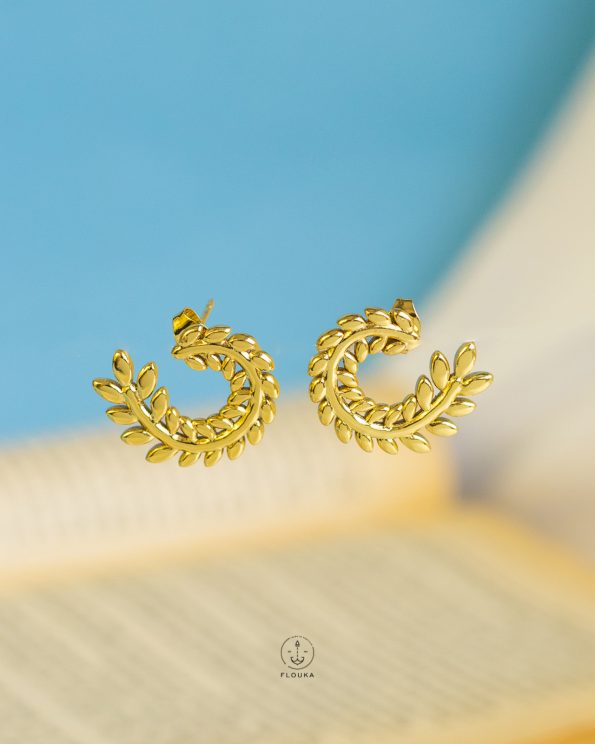 gold tree leaf earrings