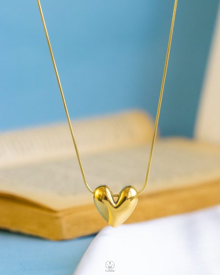 gold heart mouse necklace