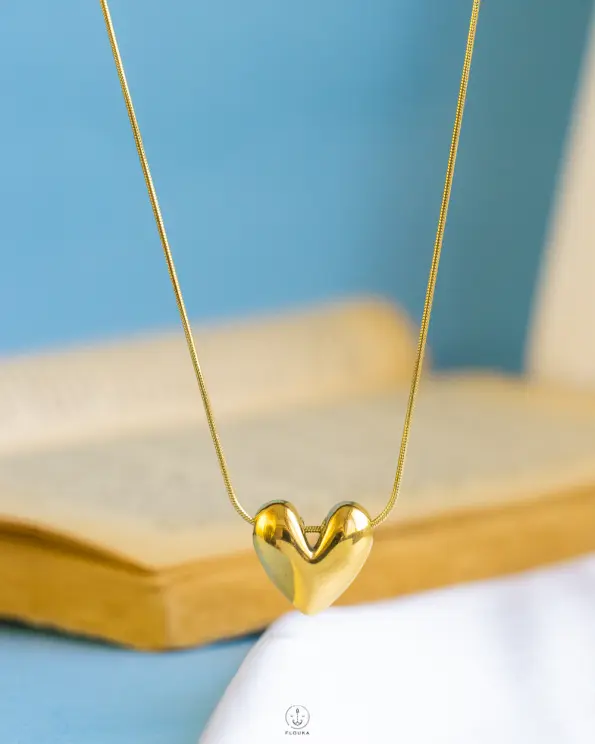 gold heart mouse necklace
