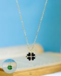 double face black & green flower necklace