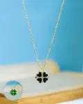 double face black & green flower necklace