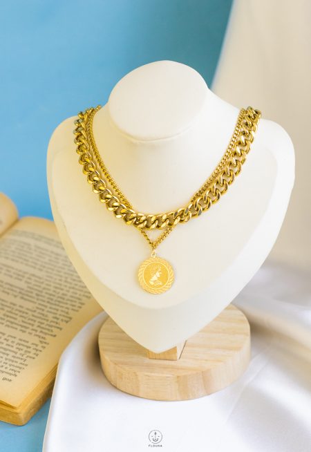 double layer gormet coin necklace