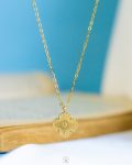 gold single flower necklace