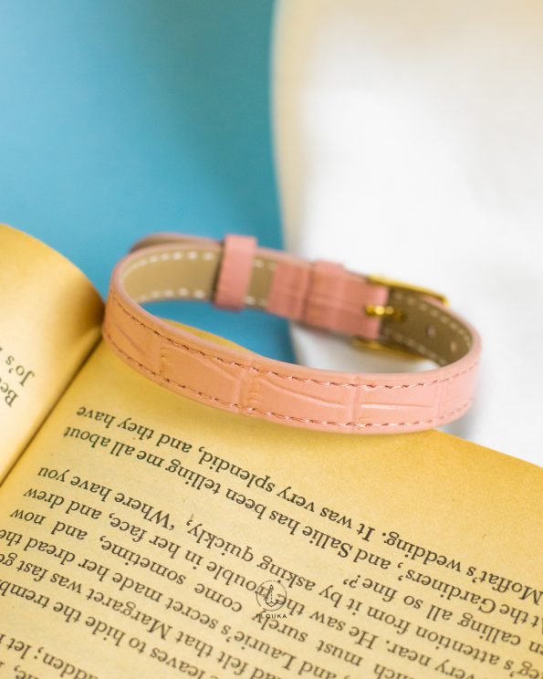 pink leather watch bracelet