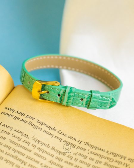 mint green leather watch bracelet