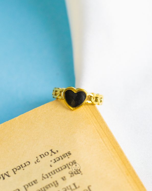 Black rasin heart free size ring