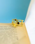 black strar and crescent free size ring