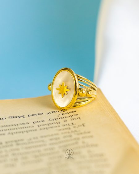 white seashell star heavy ring