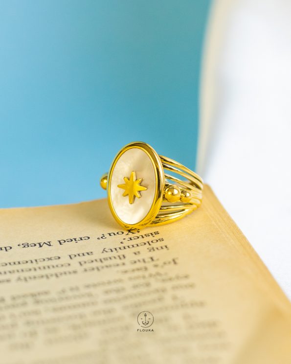 white seashell star heavy ring