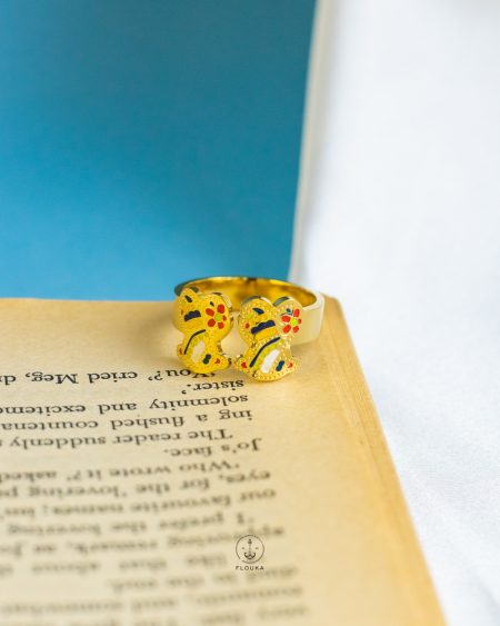 gold colourful bear ring