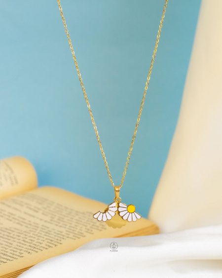 gold sun flower necklace