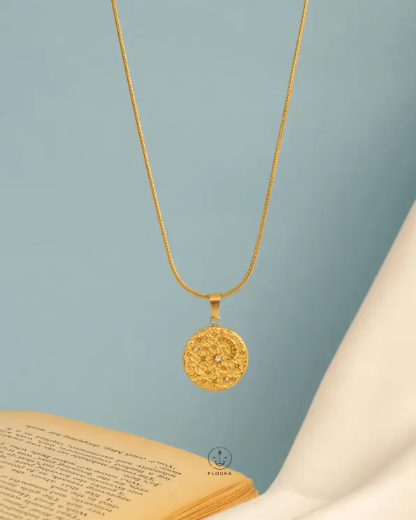 gold Moon land necklace