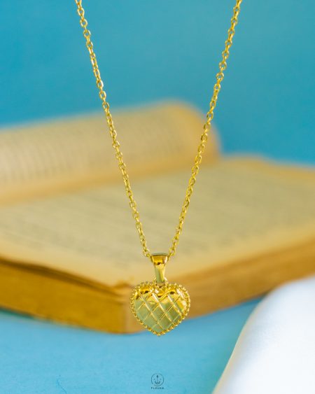 gold diagonal heart necklace